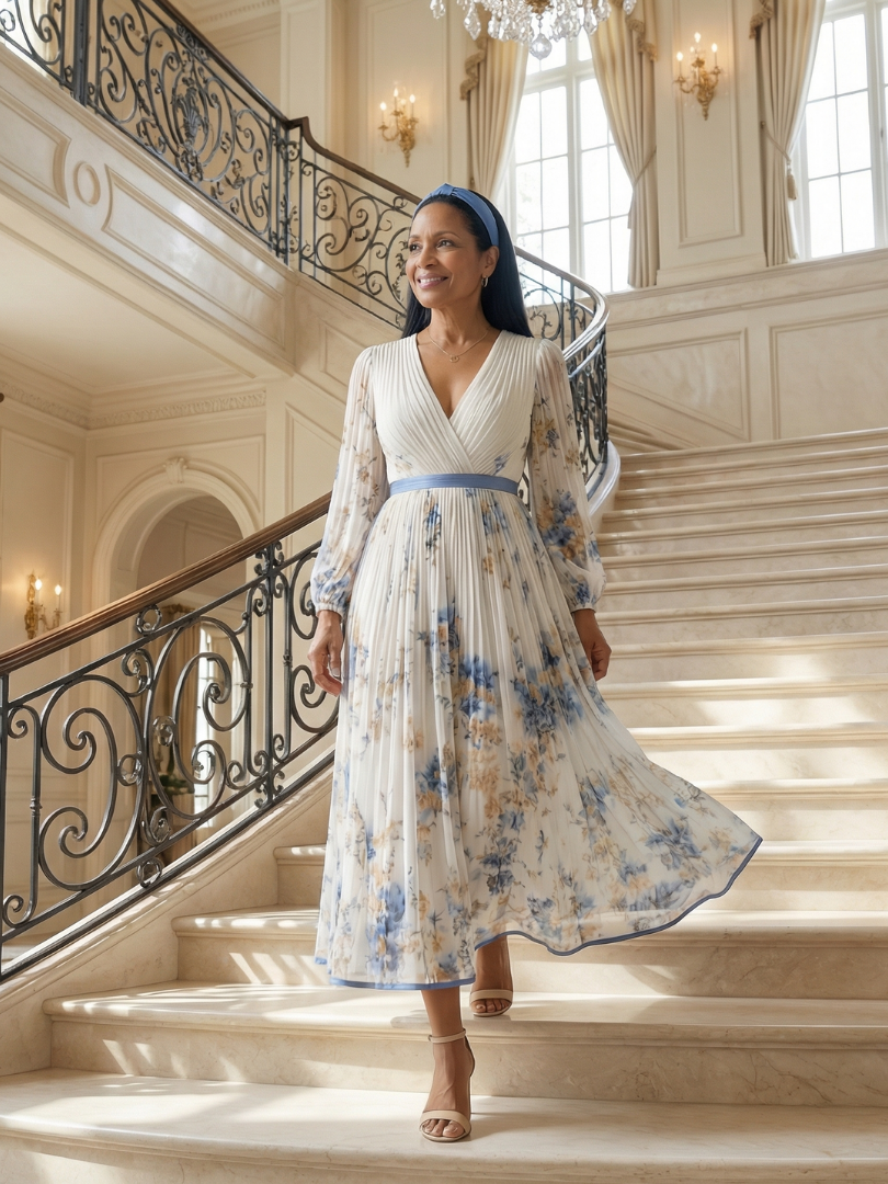 Vivienne | Pleated Wrap Midi Dress