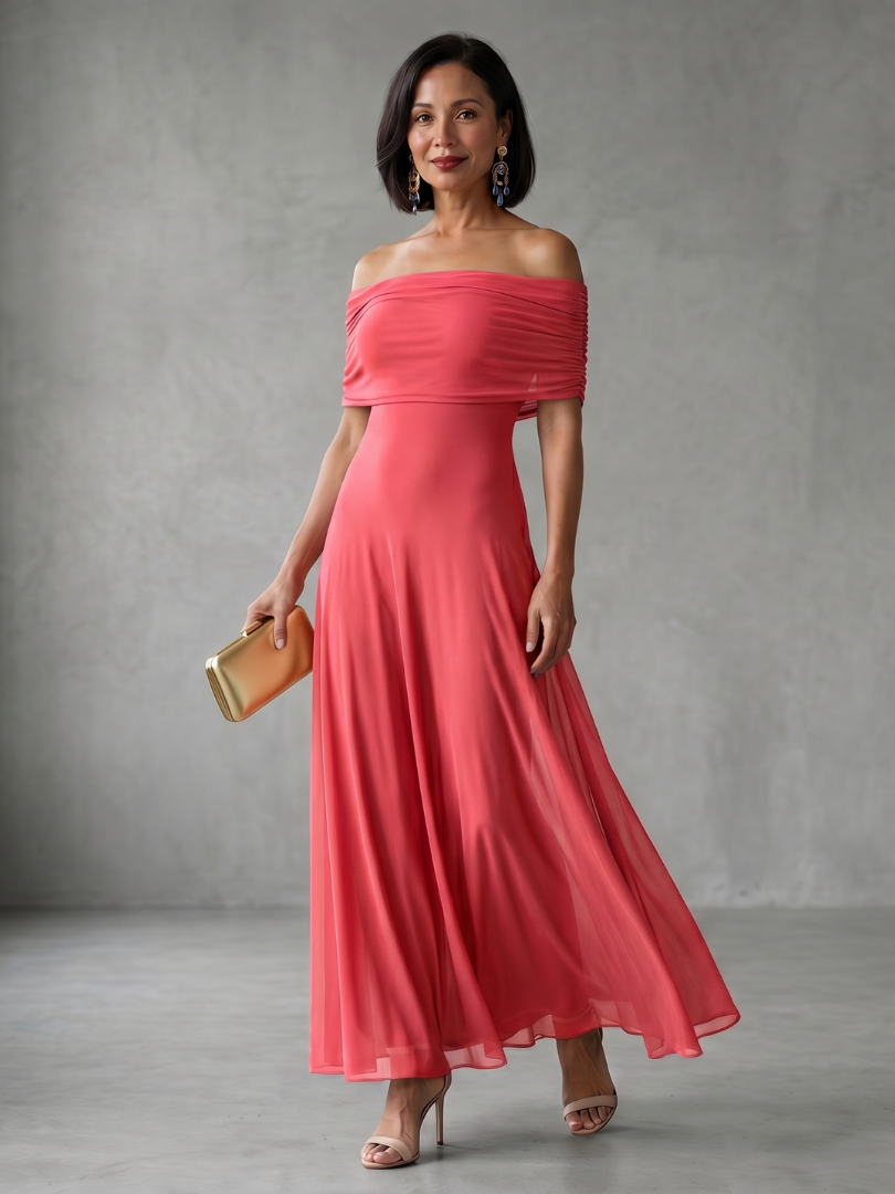 Calista | Off-Shoulder Draped Midi Dress