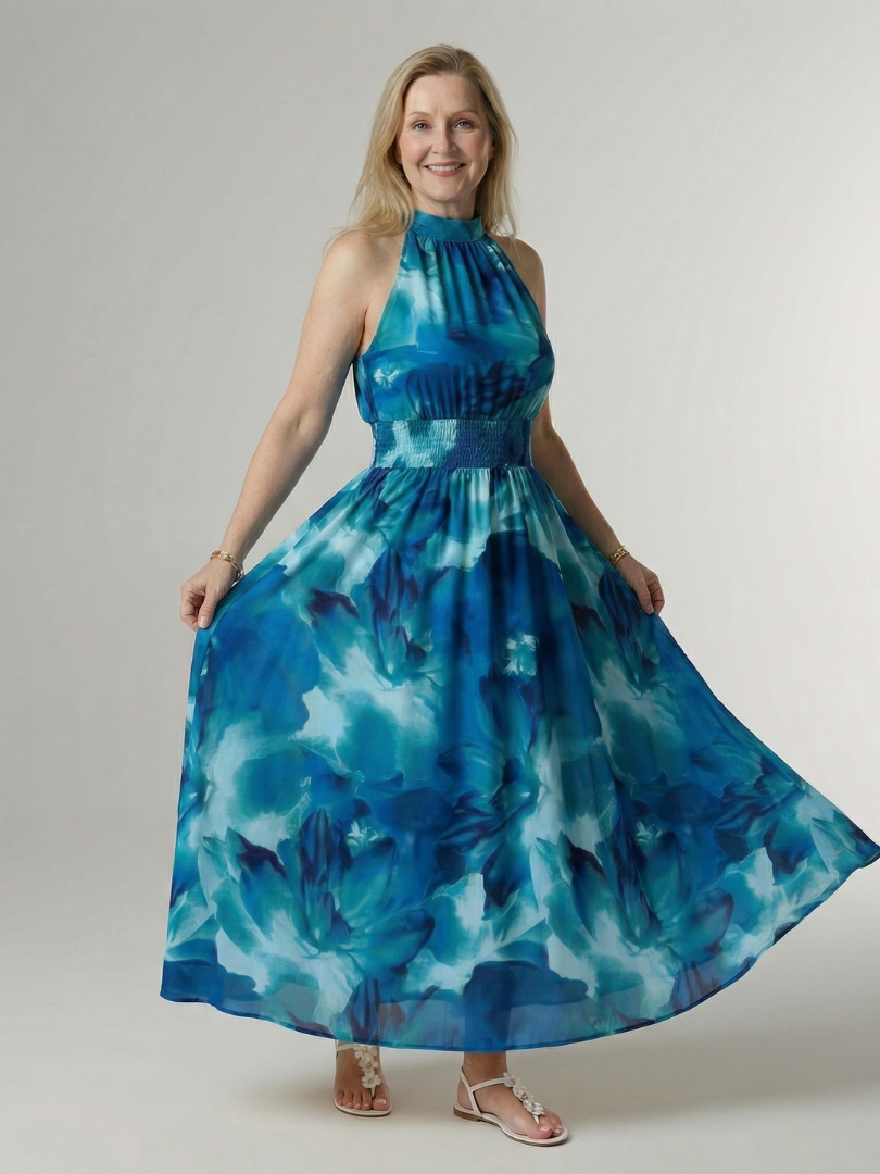 Jessica | Gathered Halter Midi Dress