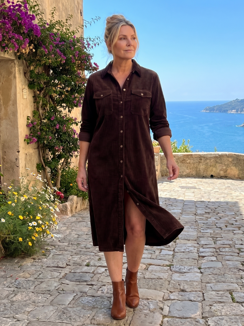 Millie | Long Sleeve Shirt Midi Dress