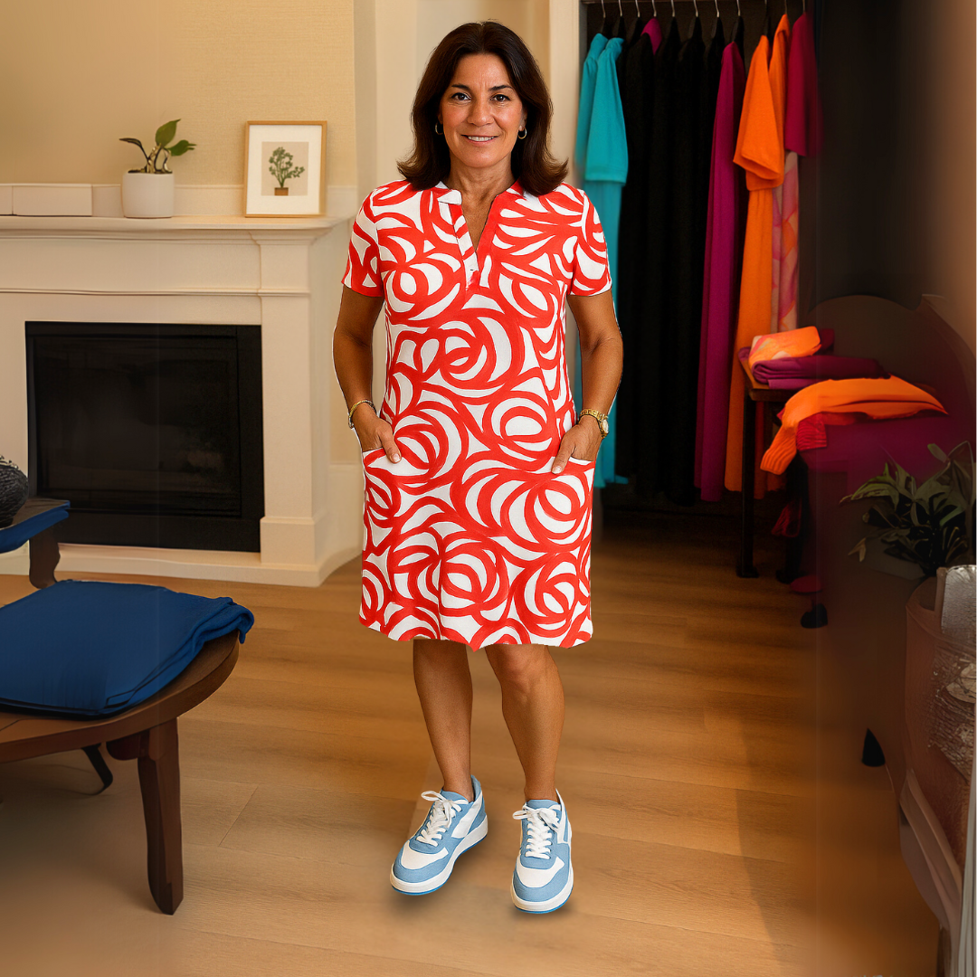 Anna | Patterned V-Neck Dress