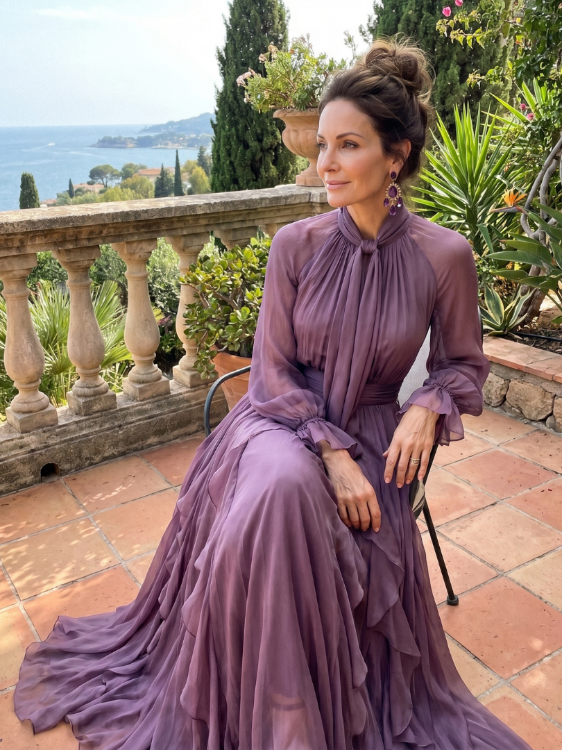 Seraphina | Tie-Neck Ruffle Maxi Dress