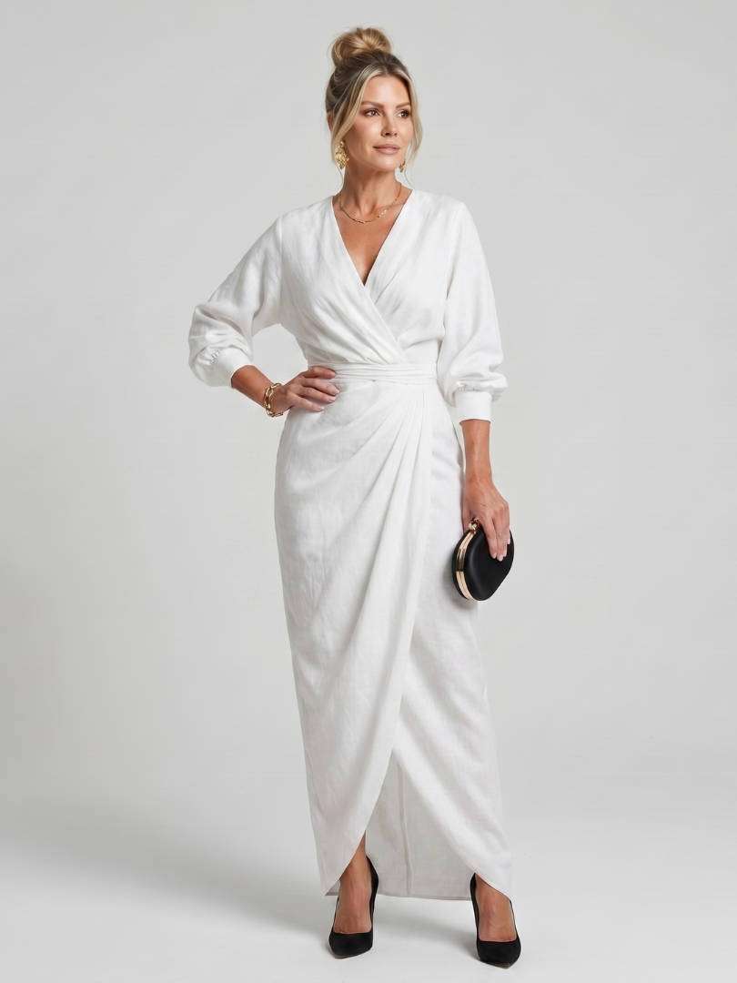 Eden | Long Sleeve Wrap Midi Dress