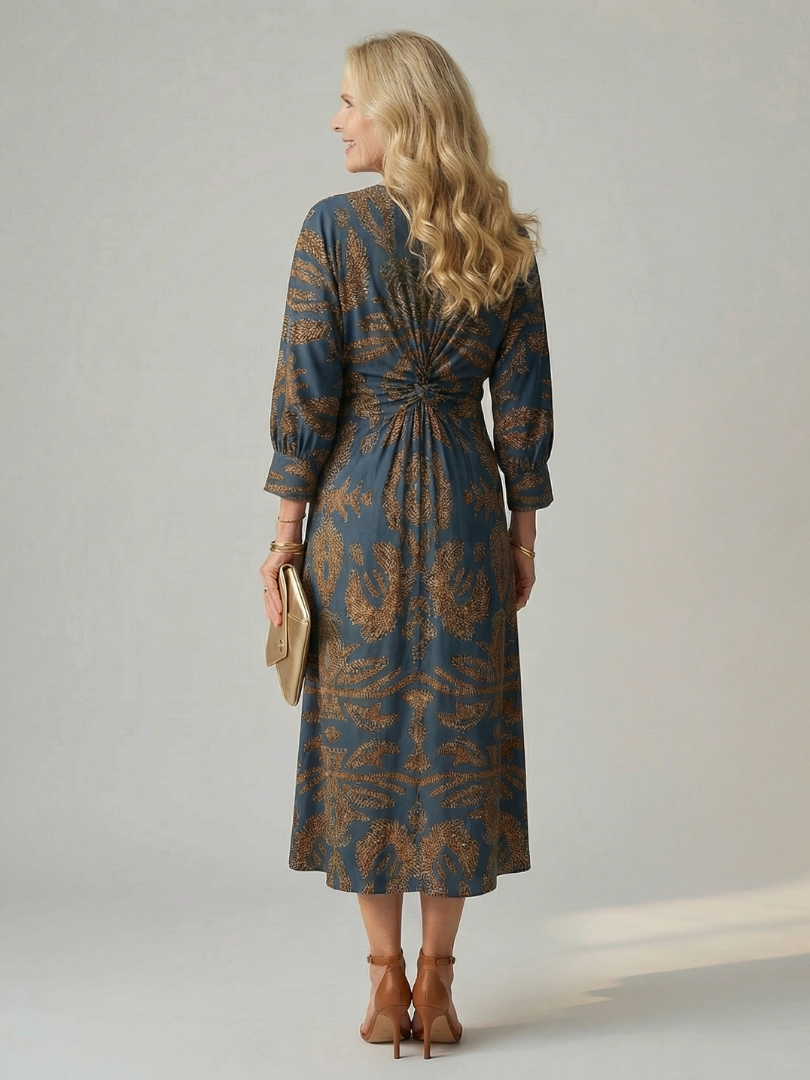 Zarelle | Elegant Natural Wrap Midi Dress