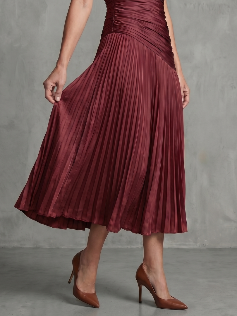 Isadora | Pleated Waist Stripe Midi Dress