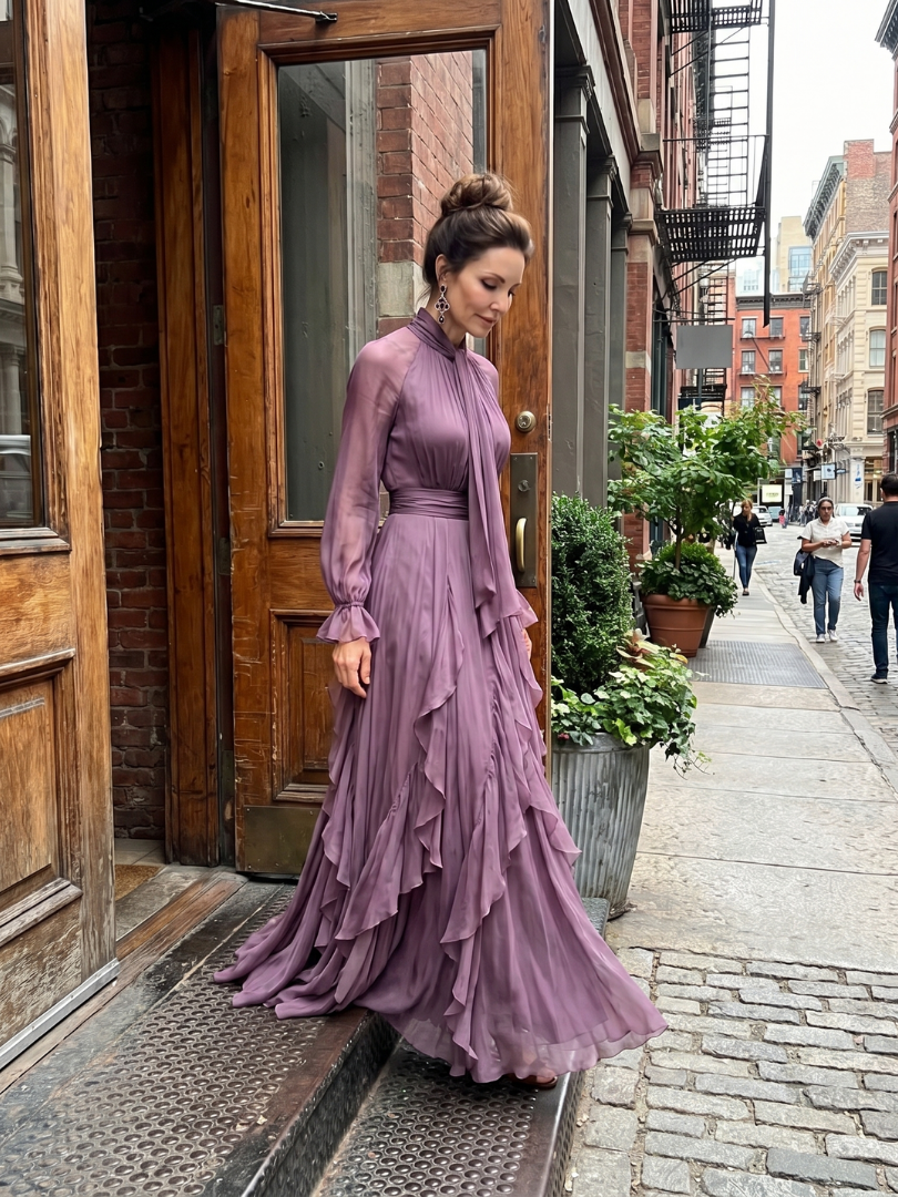 Seraphina | Tie-Neck Ruffle Maxi Dress