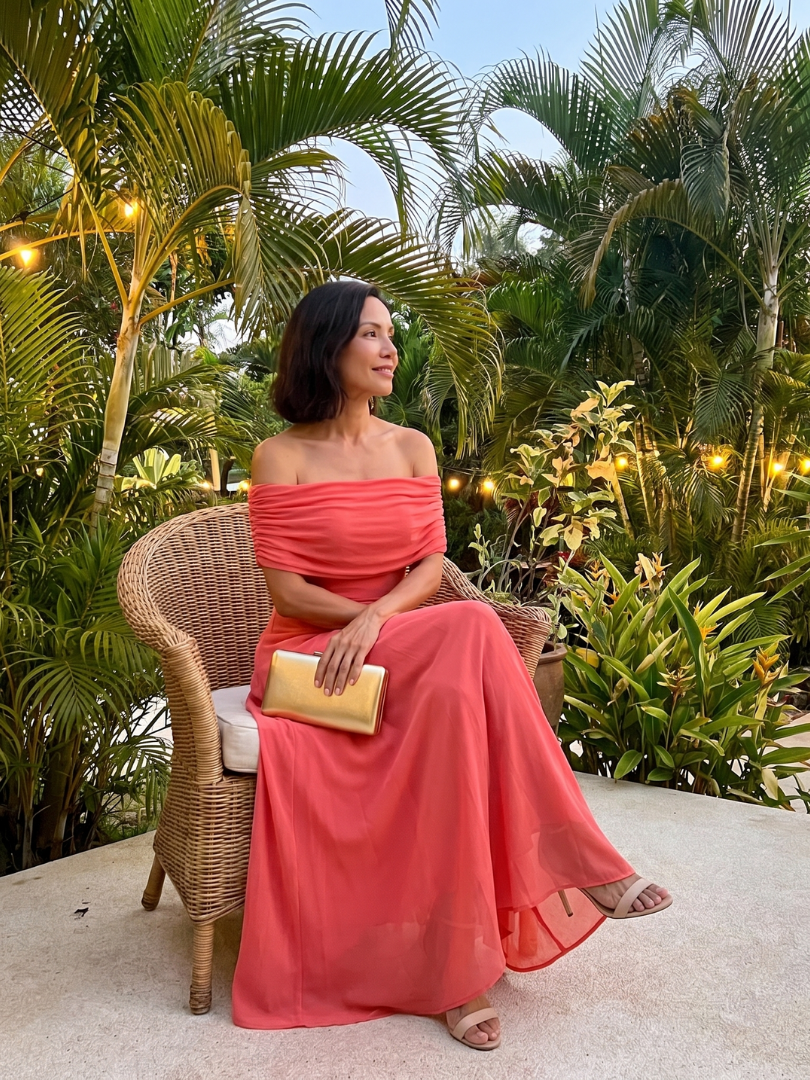 Calista | Off-Shoulder Draped Midi Dress