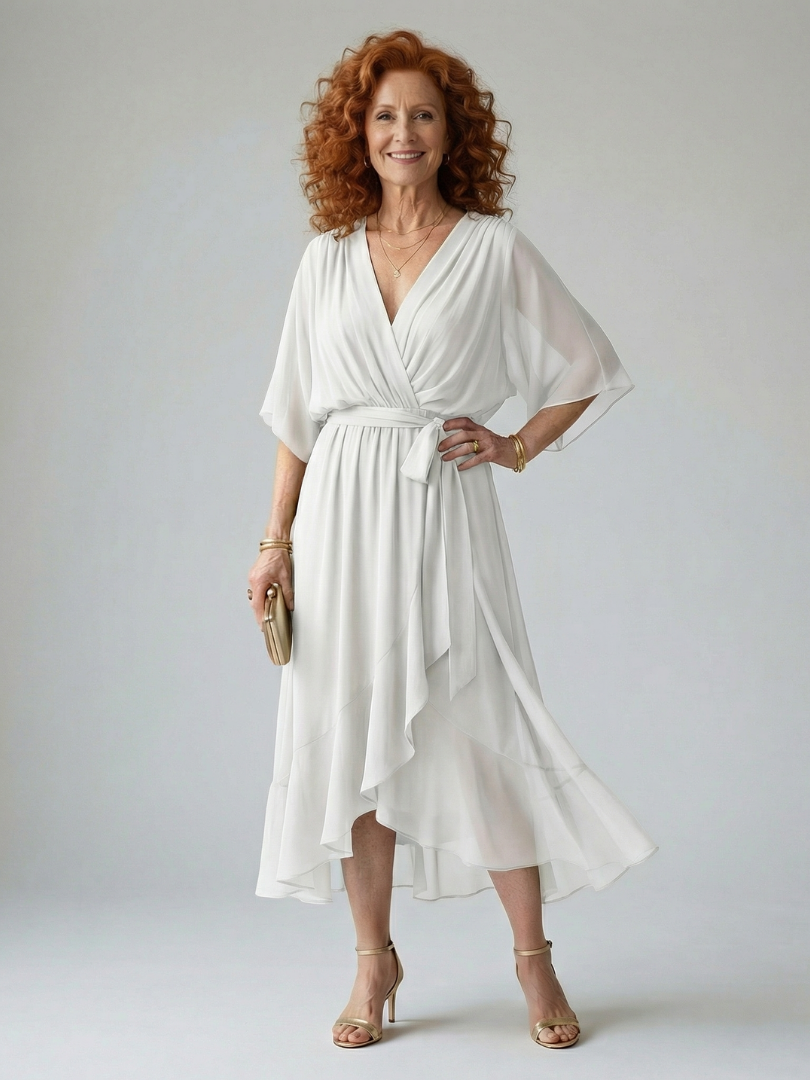 Elodie | Flowing V-Neck Midi Dress