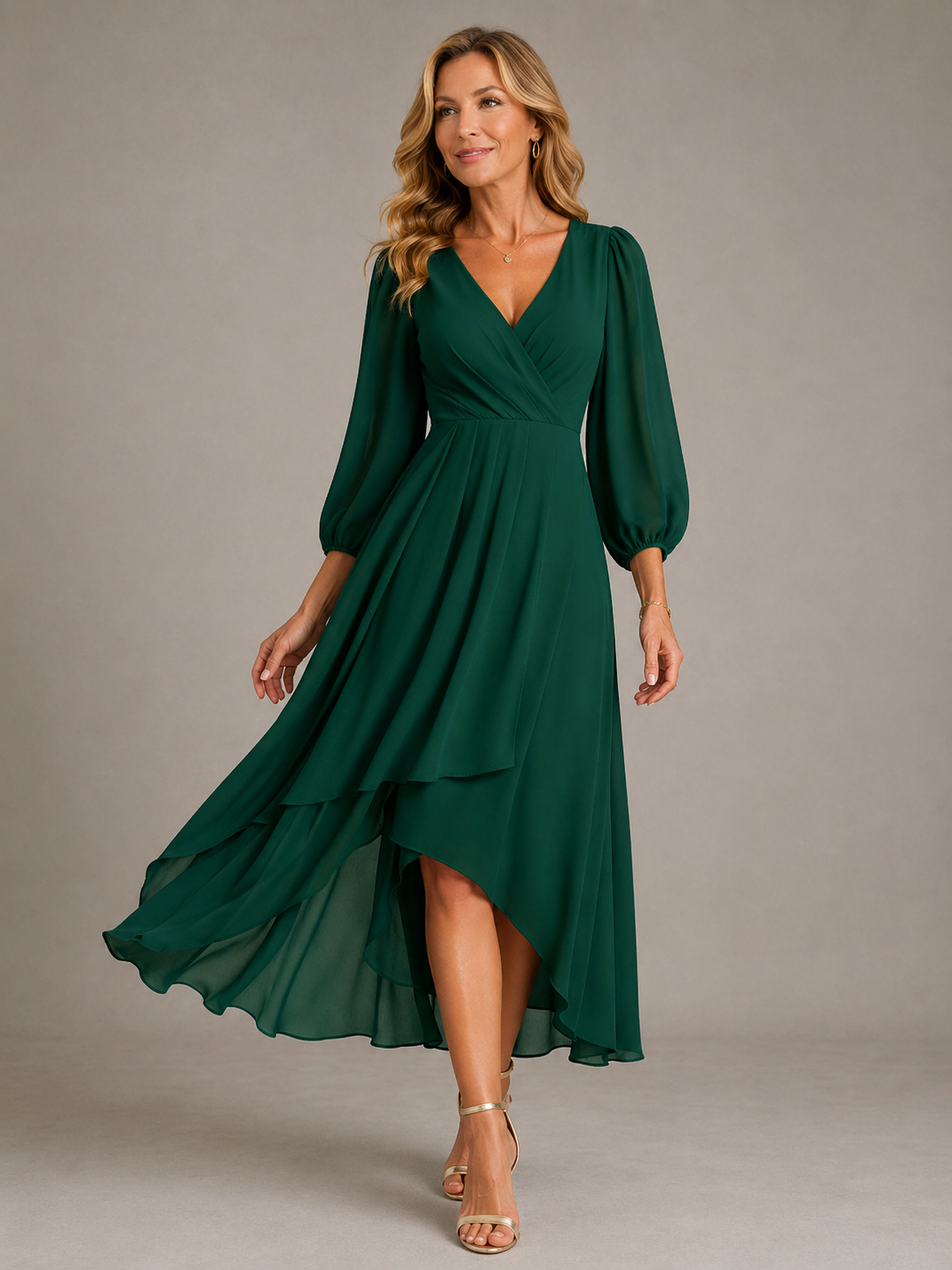 Adeline | Elegant V-Neck Long Dress