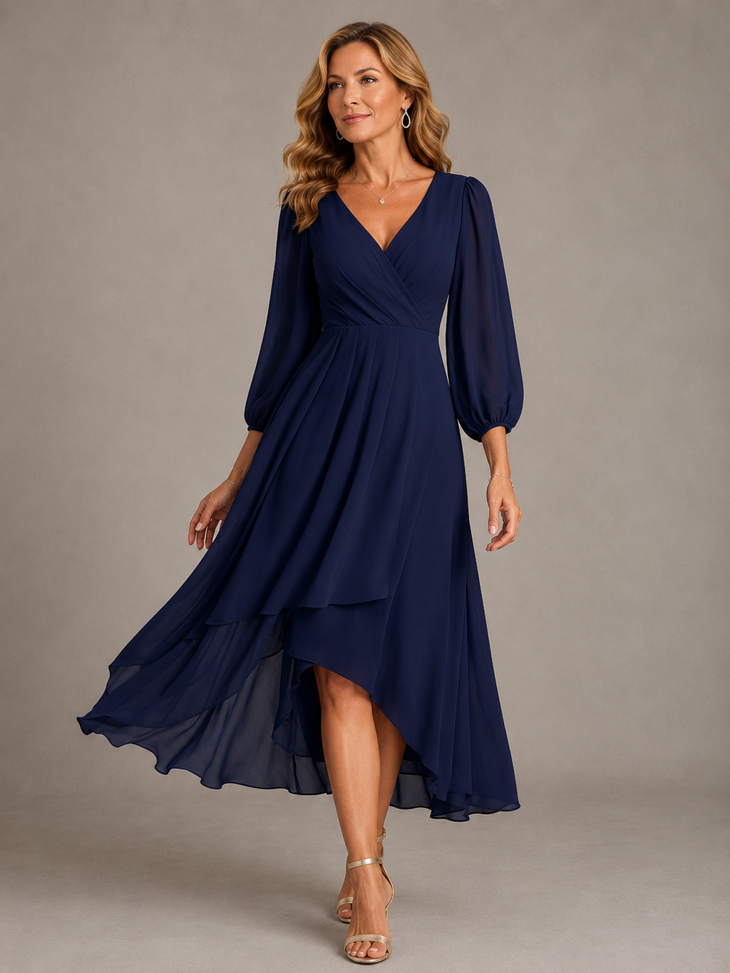 Adeline | Elegant V-Neck Long Dress