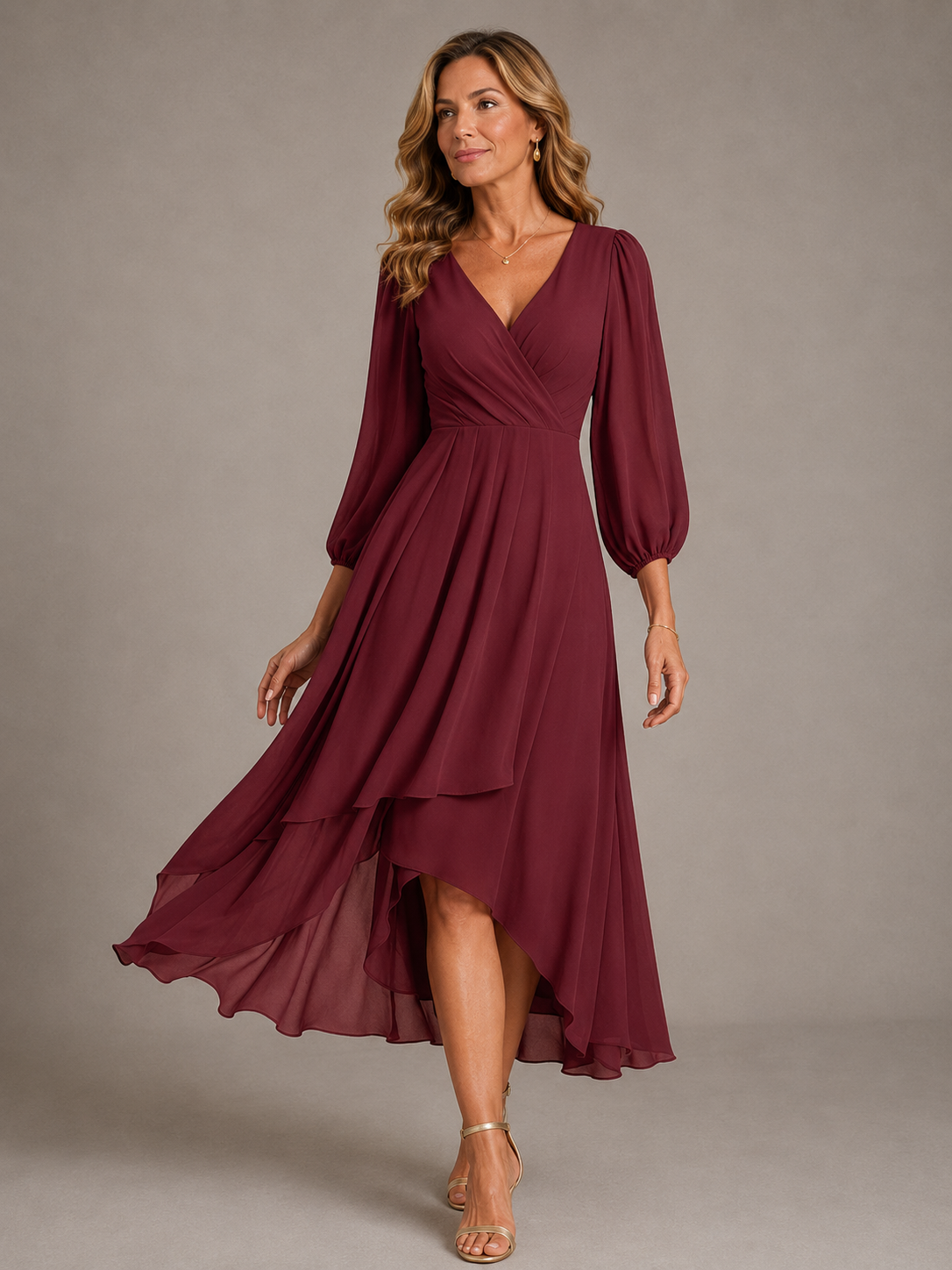 Adeline | Elegant V-Neck Long Dress