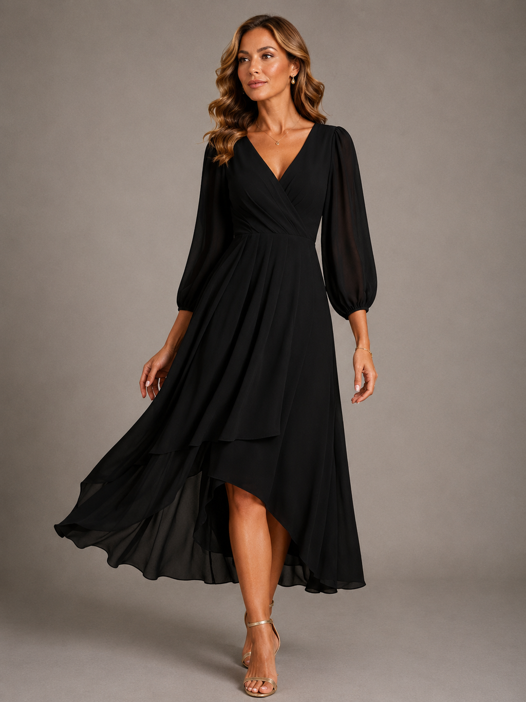 Adeline | Elegant V-Neck Long Dress