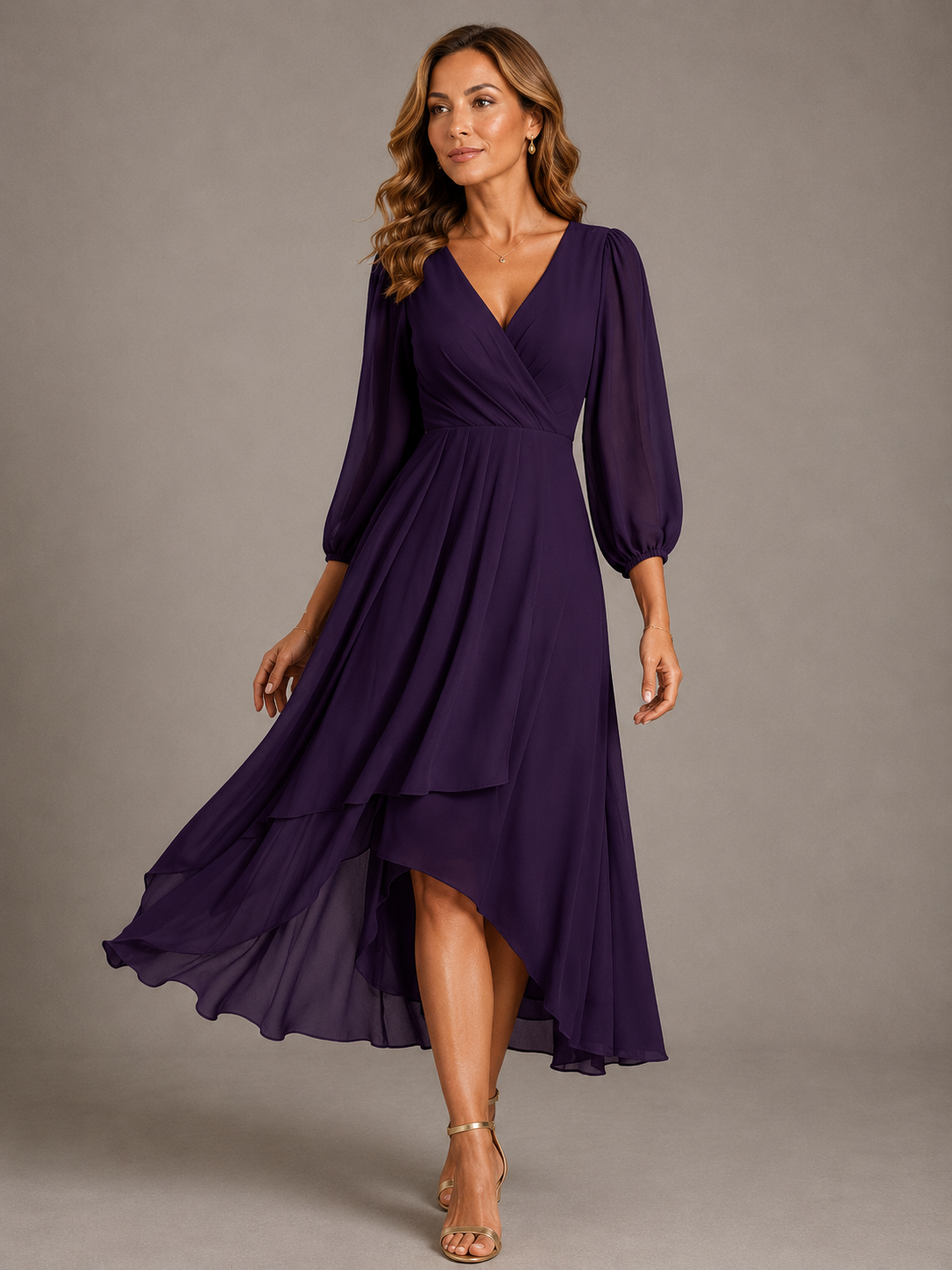 Adeline | Elegant V-Neck Long Dress