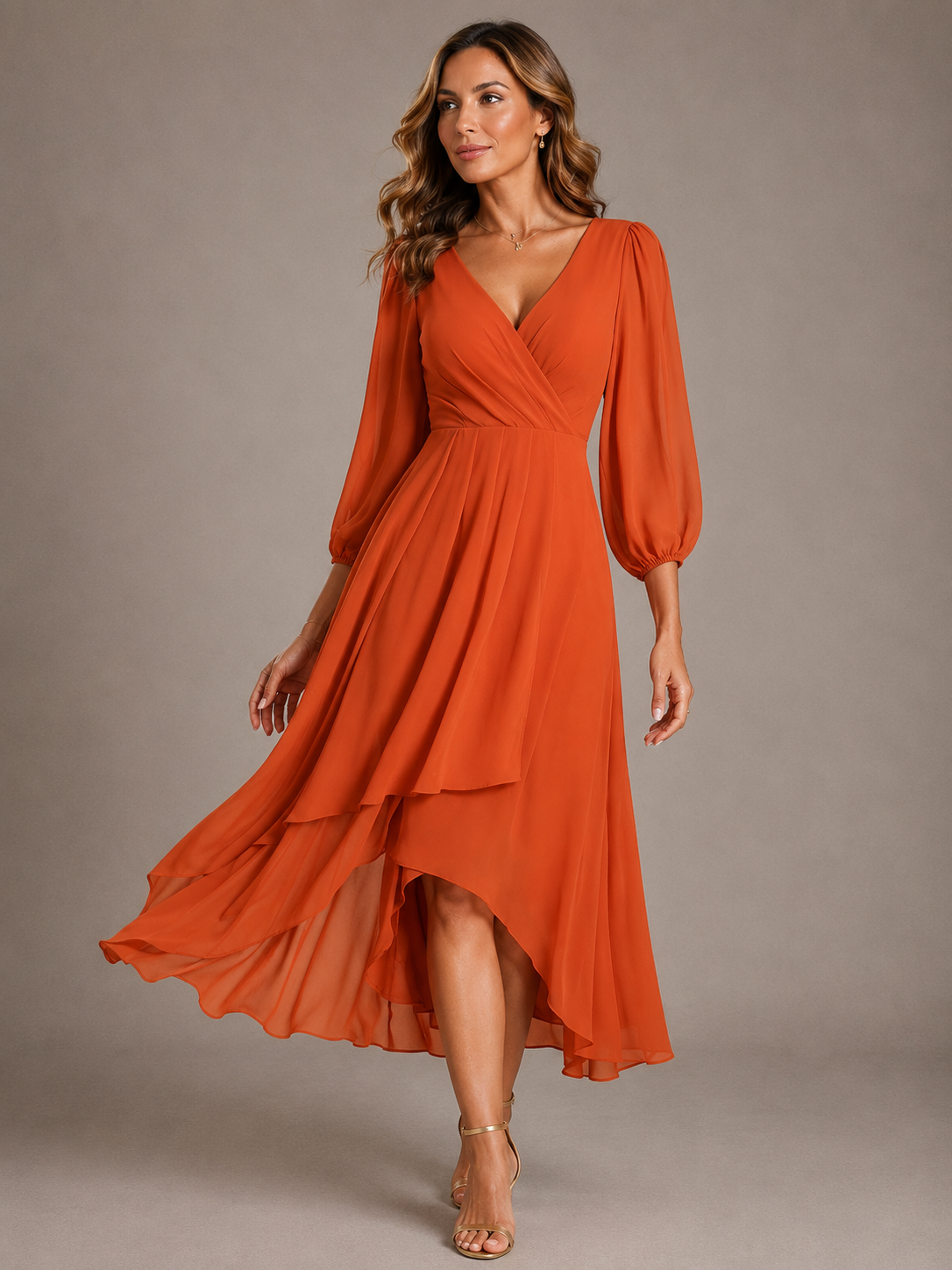 Adeline | Elegant V-Neck Long Dress