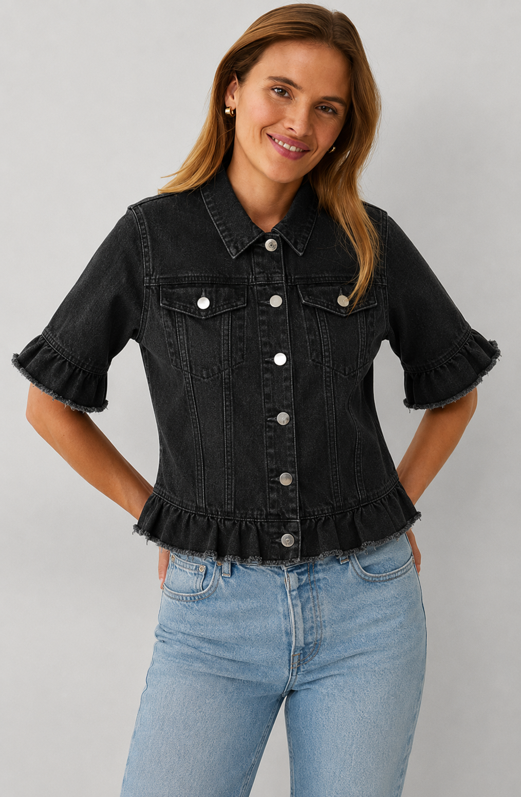 Ella | Short Sleeve Denim Jacket