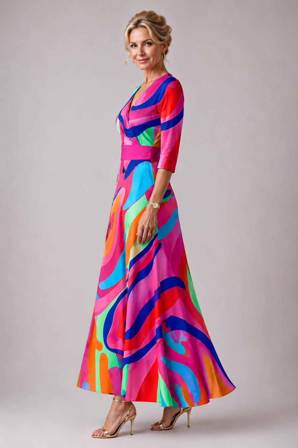 Evelisse | Elegant Colorful V-Neck Dress