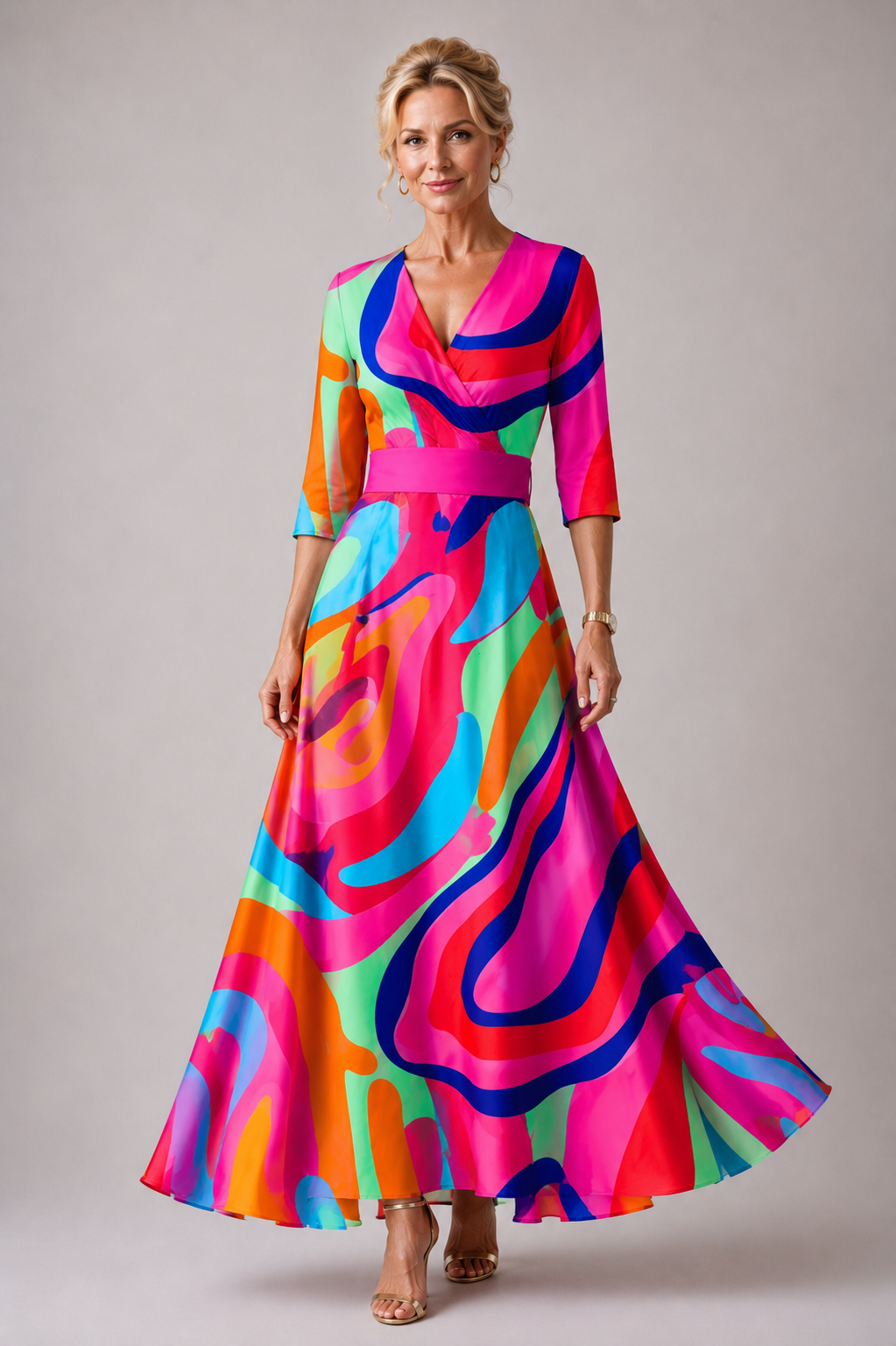 Evelisse | Elegant Colorful V-Neck Dress