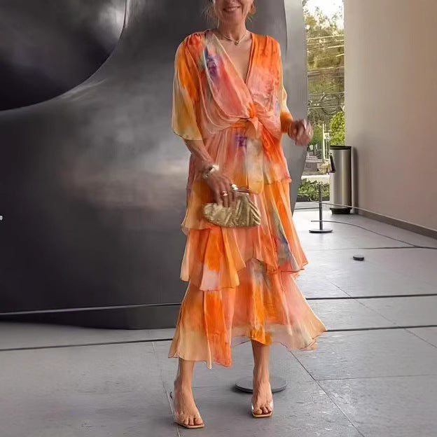 Lydia | Elegant Layered Floral Sun Dress