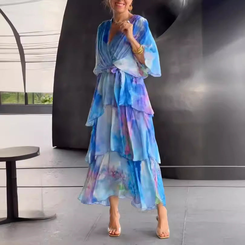 Lydia | Elegant Layered Floral Sun Dress