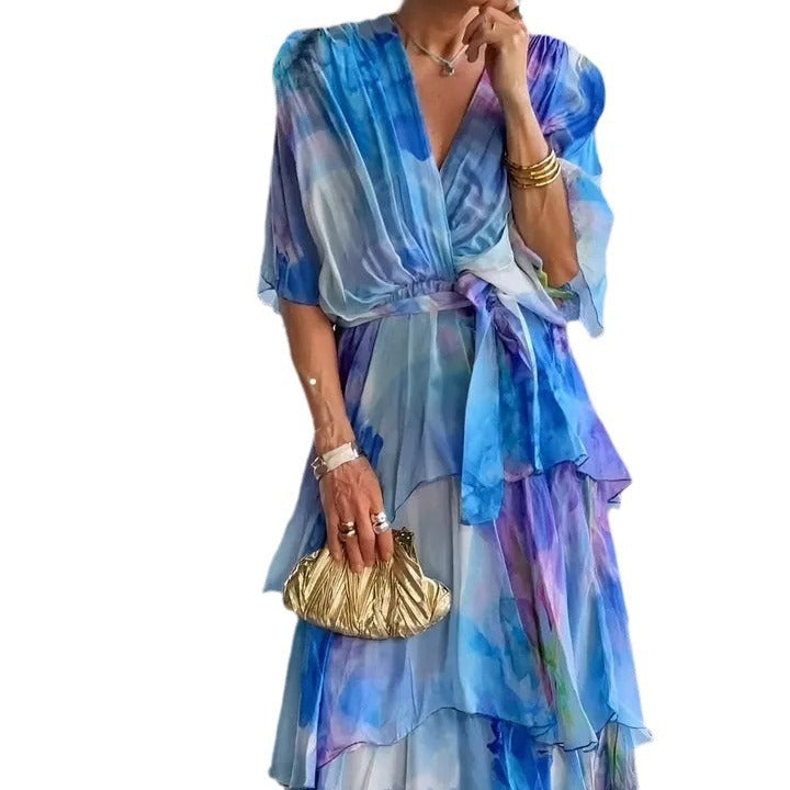 Lydia | Elegant Layered Floral Sun Dress