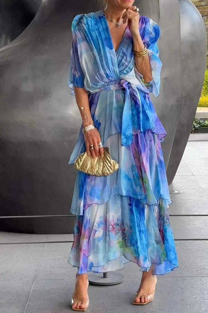 Lydia | Elegant Layered Floral Sun Dress