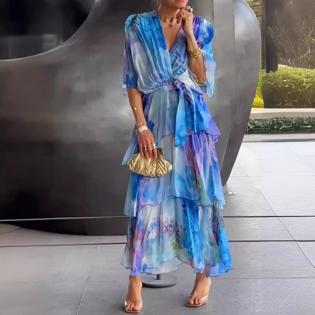 Lydia | Elegant Layered Floral Sun Dress