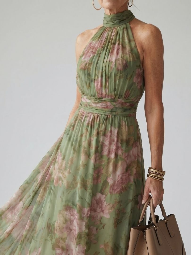 Amara | Floral Halter Midi Dress