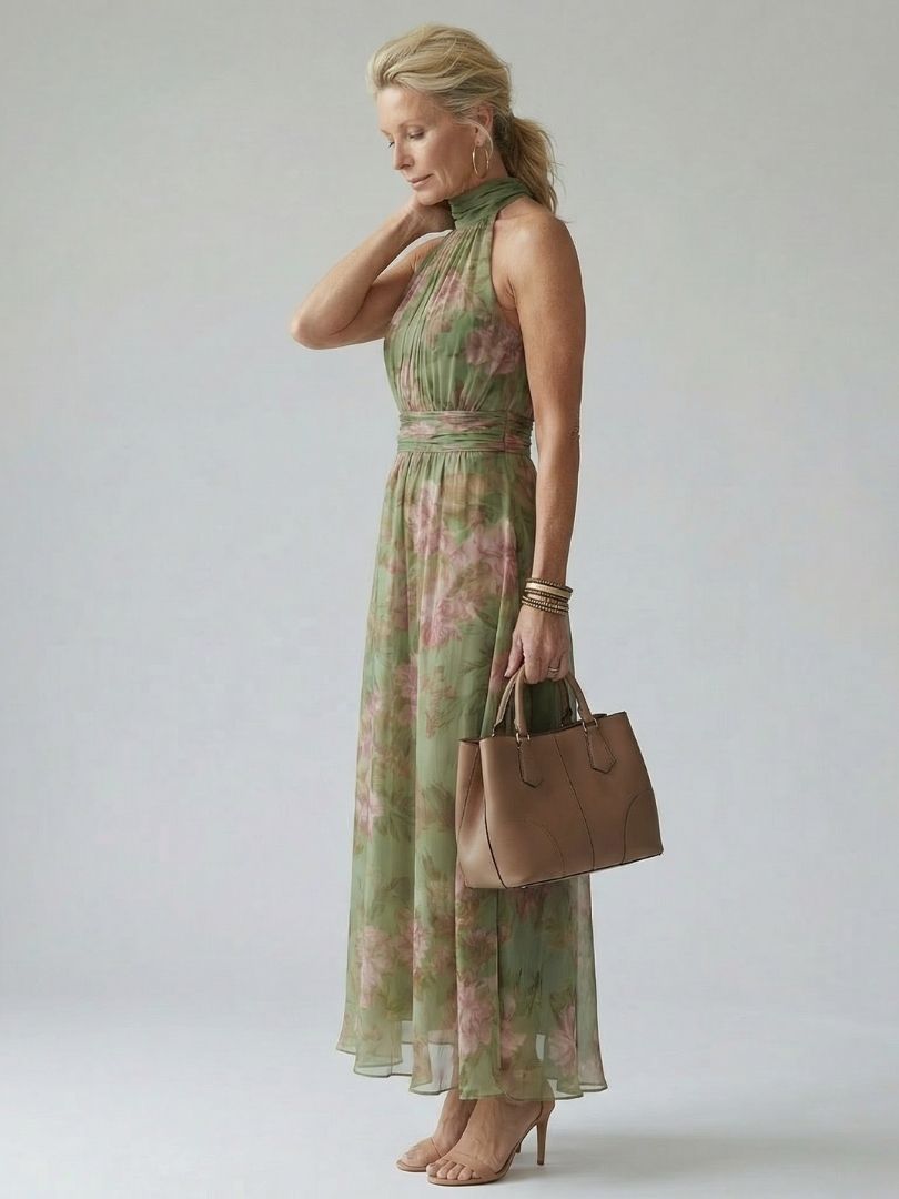 Amara | Floral Halter Midi Dress