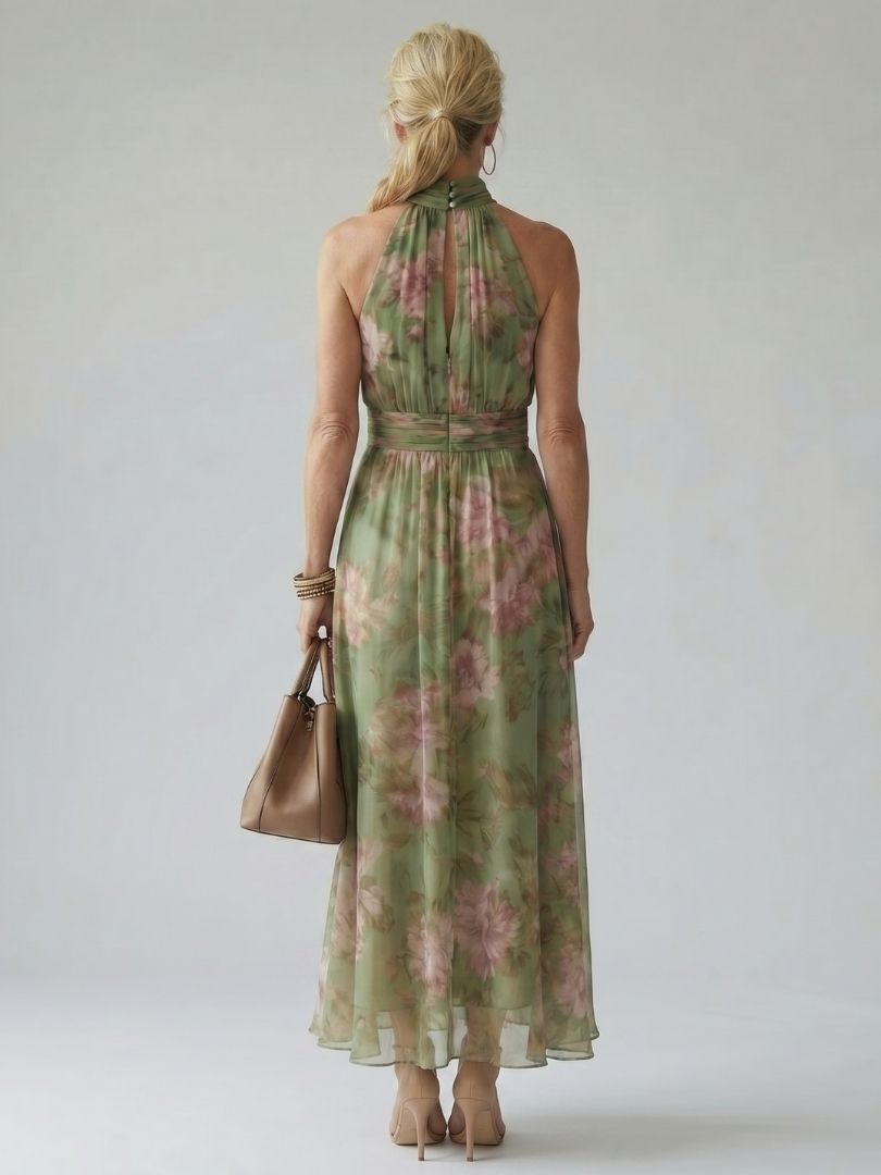 Amara | Floral Halter Midi Dress