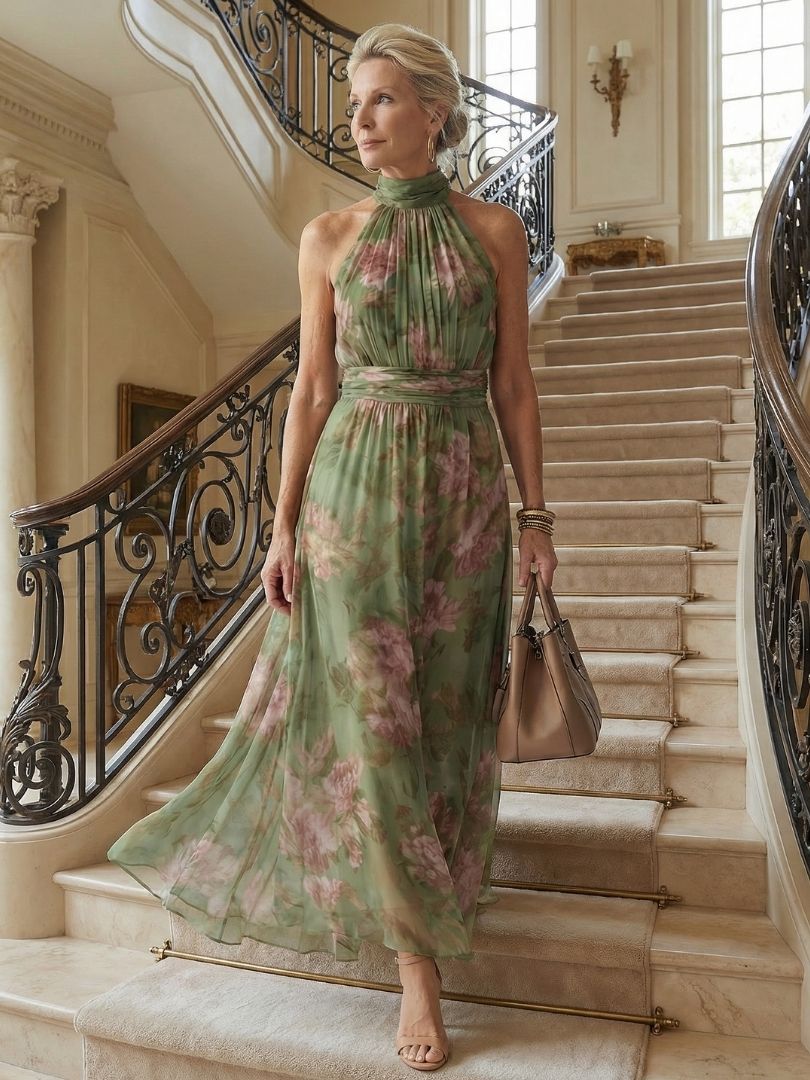Amara | Floral Halter Midi Dress
