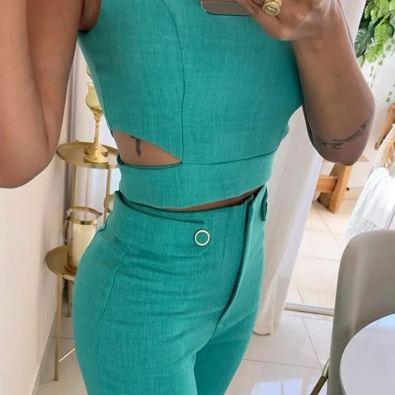 Sira | Crop Top & High-Waist Pants Set