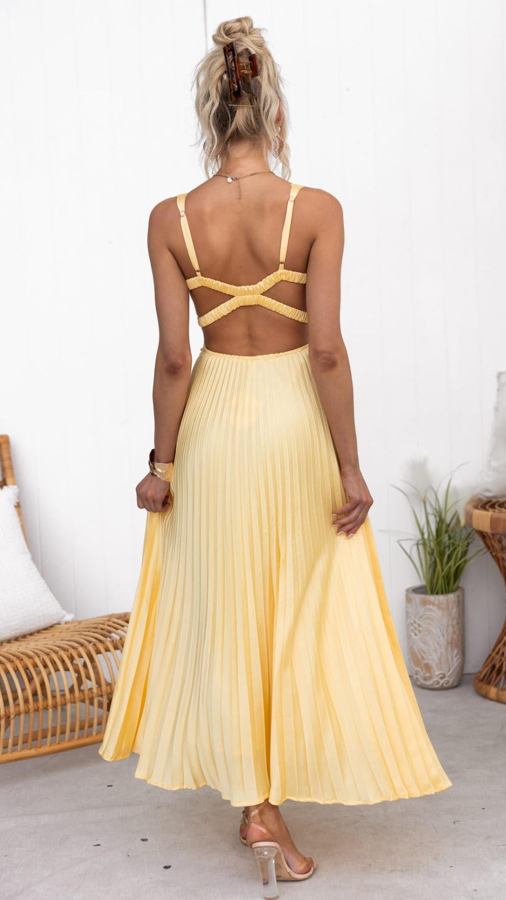 Bella | Pleated V-Neck Maxi Dress