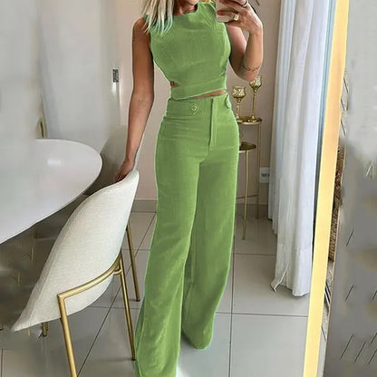 Sira | Crop Top & High-Waist Pants Set