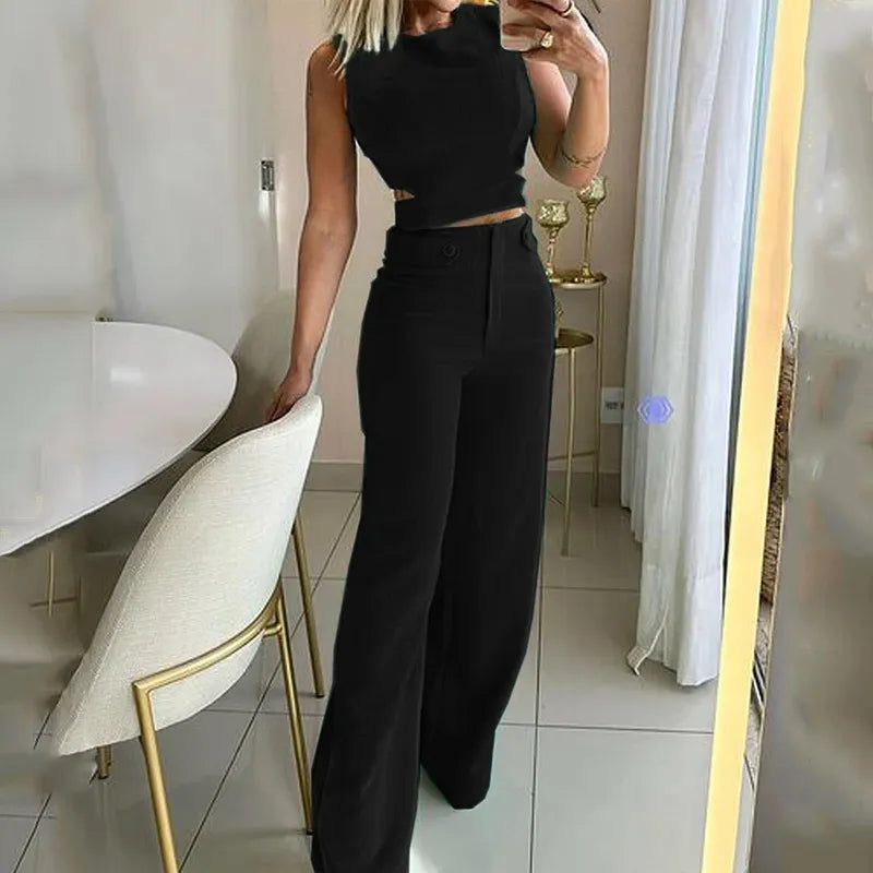 Sira | Crop Top & High-Waist Pants Set