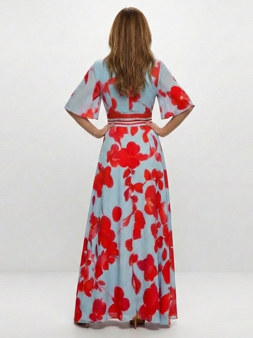 Elara | Floral V-Neck Maxi Dress