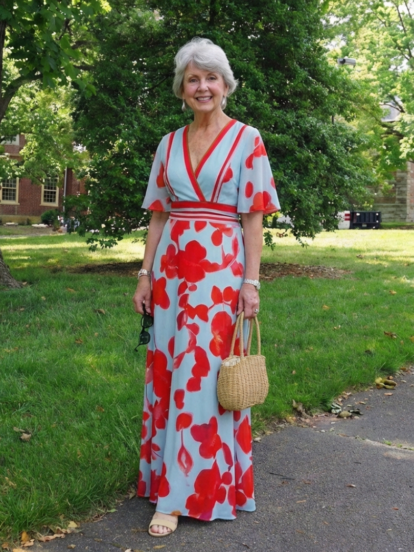 Elara | Floral V-Neck Maxi Dress