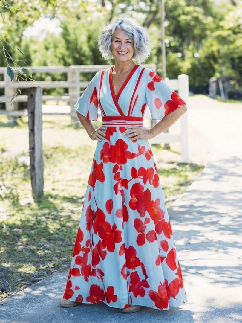 Elara | Floral V-Neck Maxi Dress