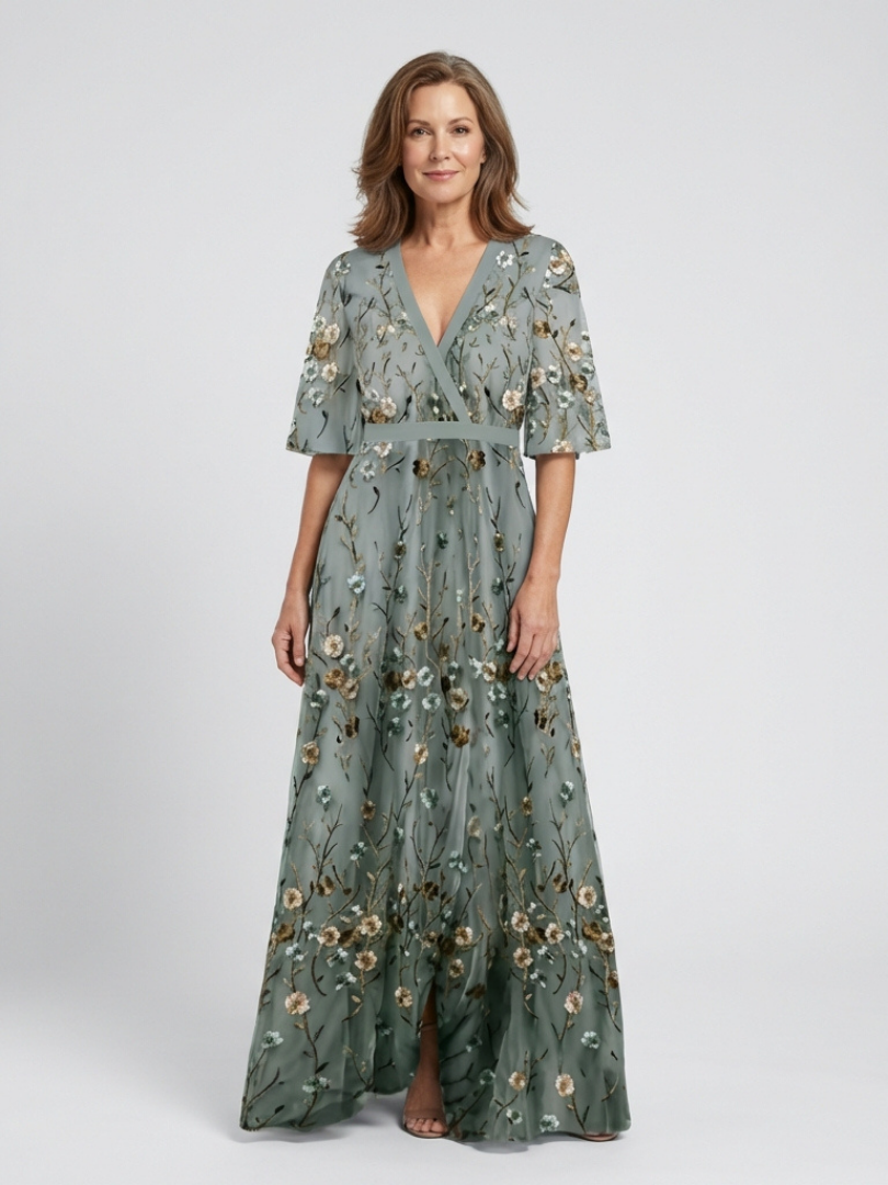 Celine | Floral V-Neck Maxi Dress