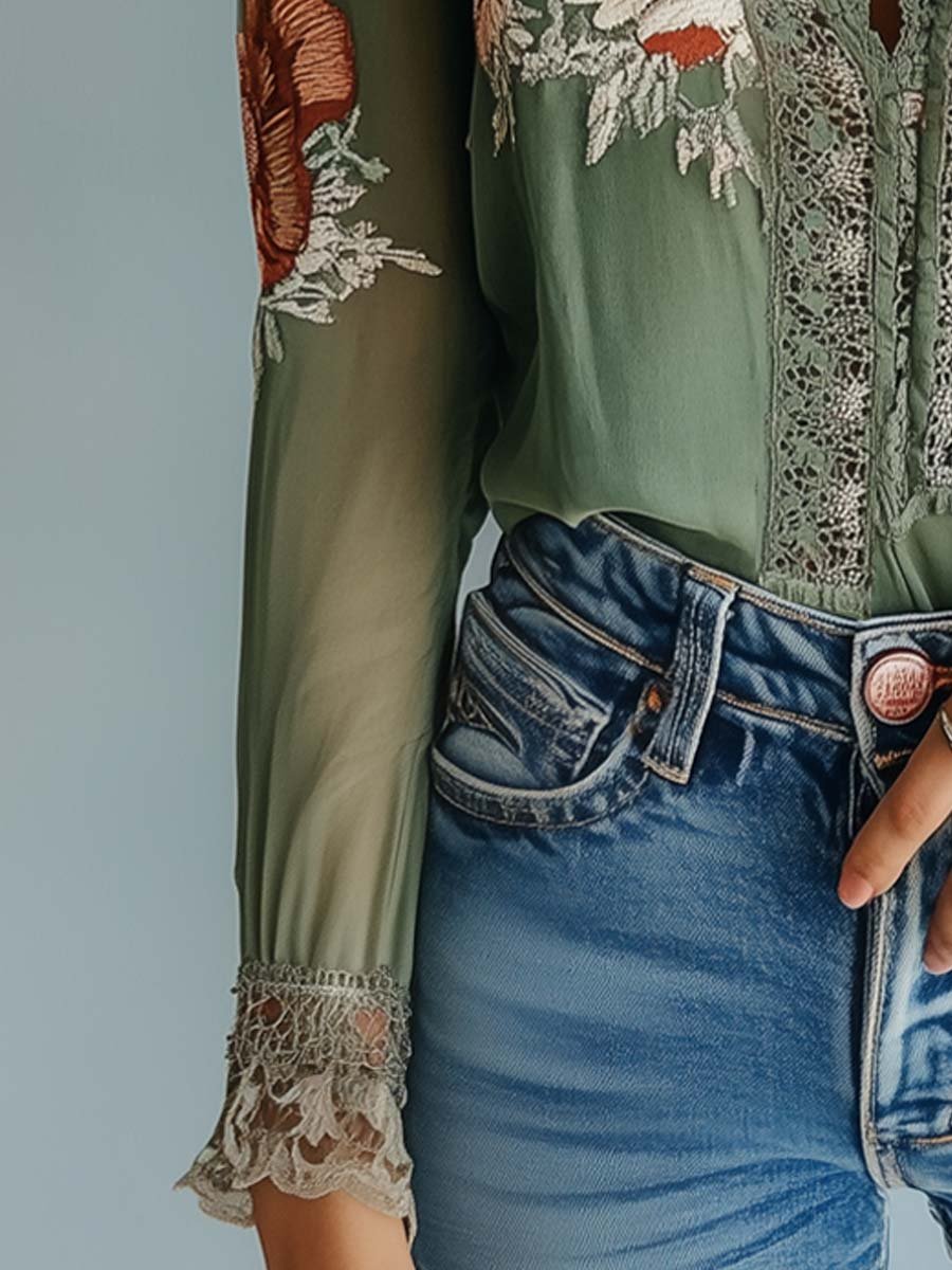 Salvia | Floral Lace Blouse