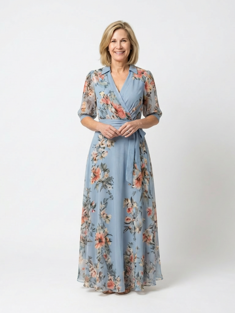 Aurelia | Floral Wrap V-Neck Maxi Dress