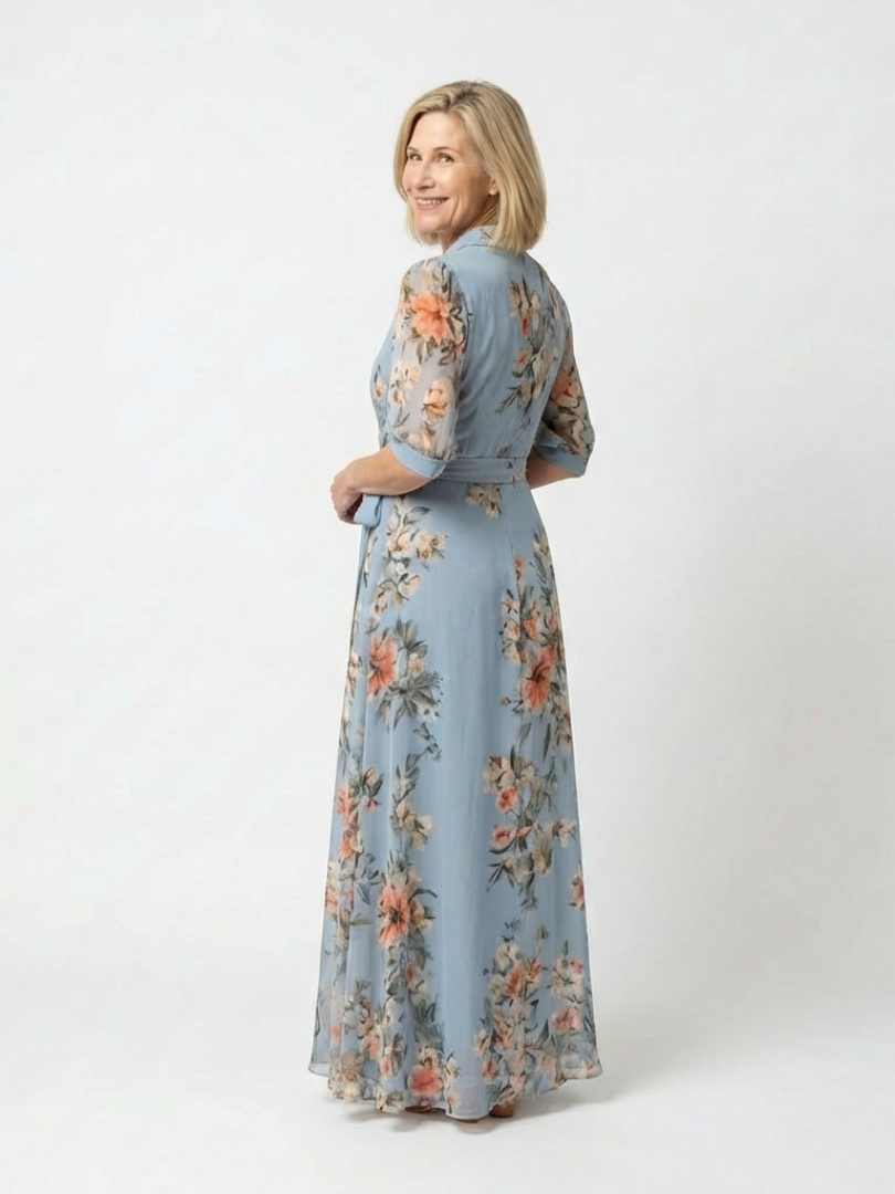 Aurelia | Floral Wrap V-Neck Maxi Dress