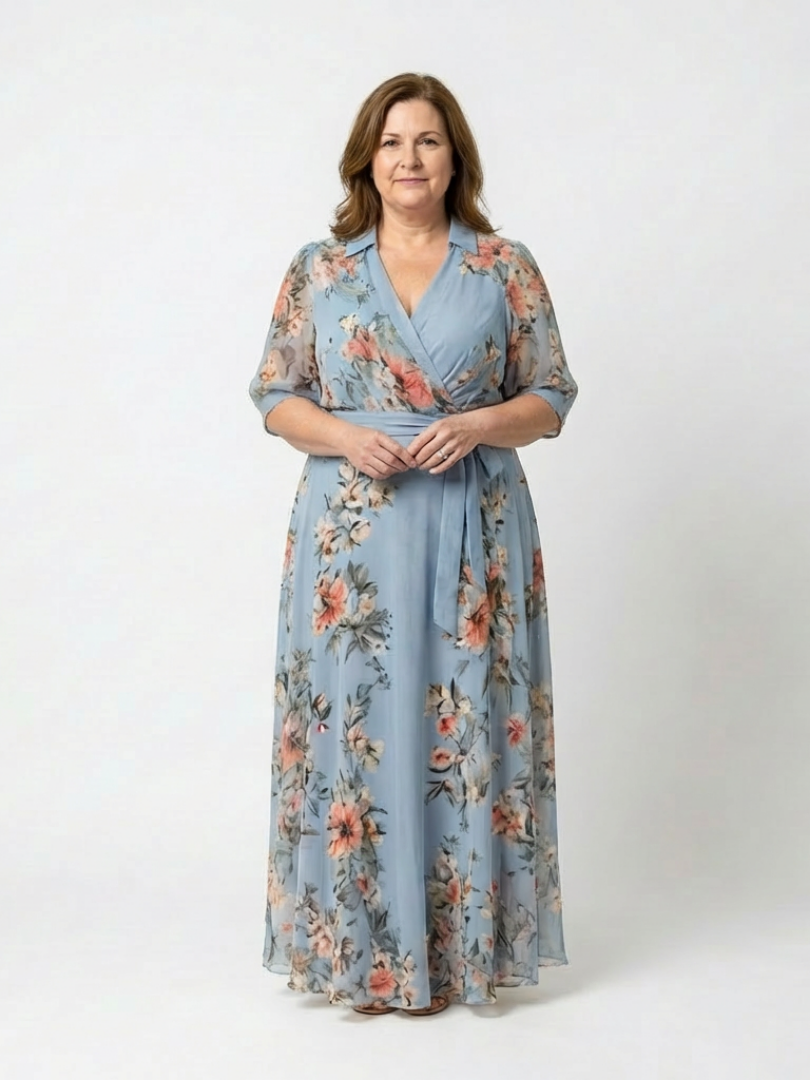 Aurelia | Floral Wrap V-Neck Maxi Dress