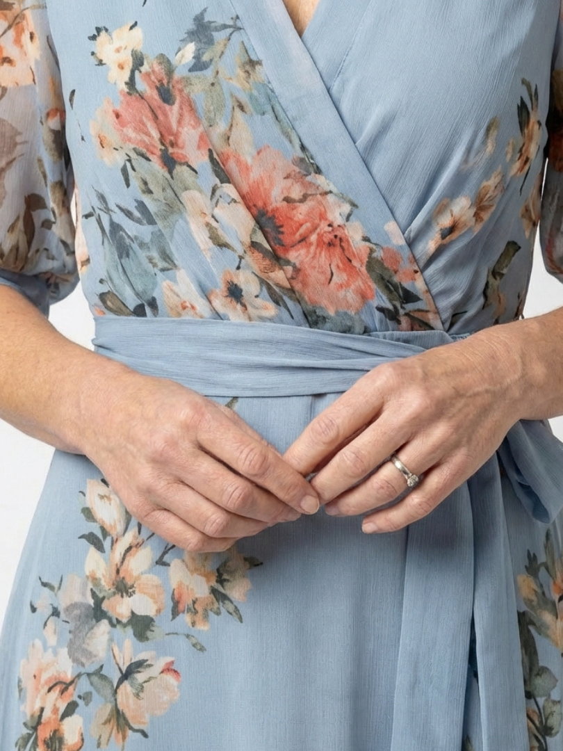 Aurelia | Floral Wrap V-Neck Maxi Dress