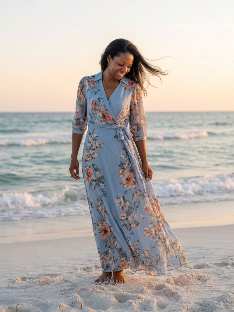 Aurelia | Floral Wrap V-Neck Maxi Dress